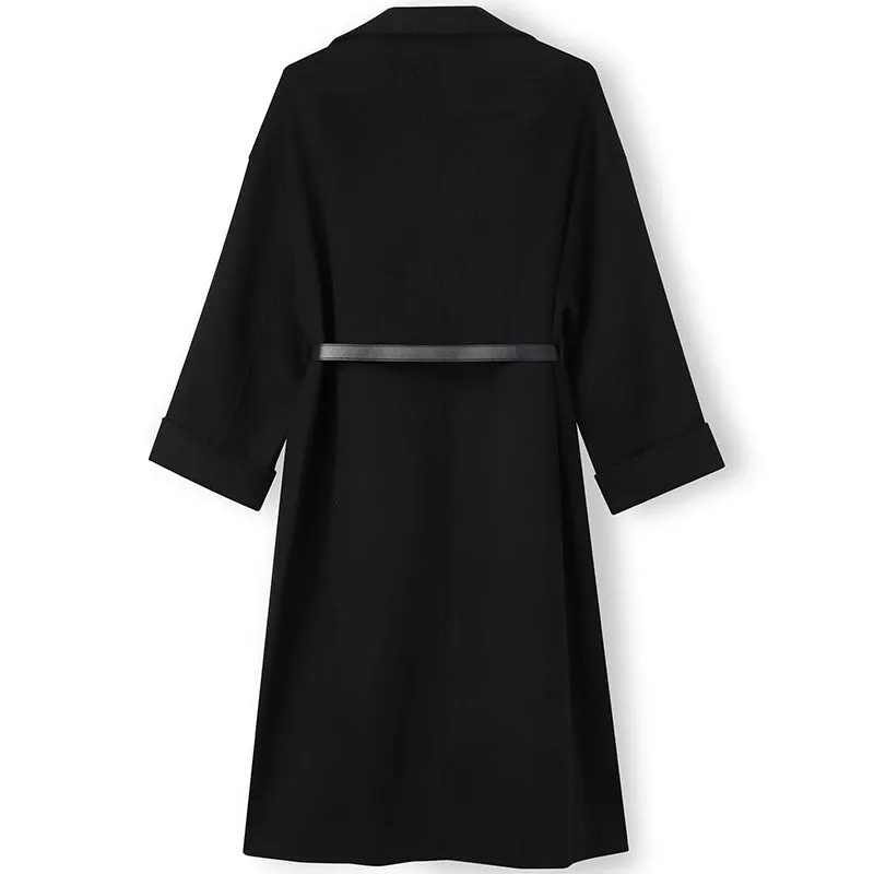 100% Cashmere Wrapped Black Coat