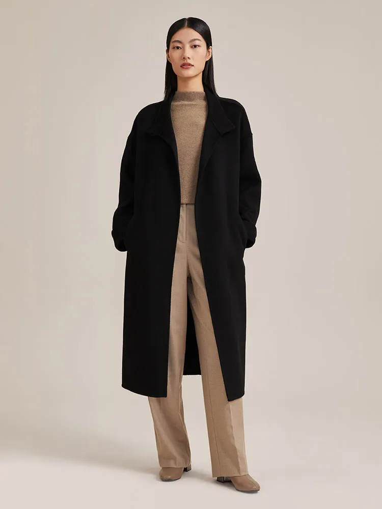 100% Cashmere Wrapped Black Coat