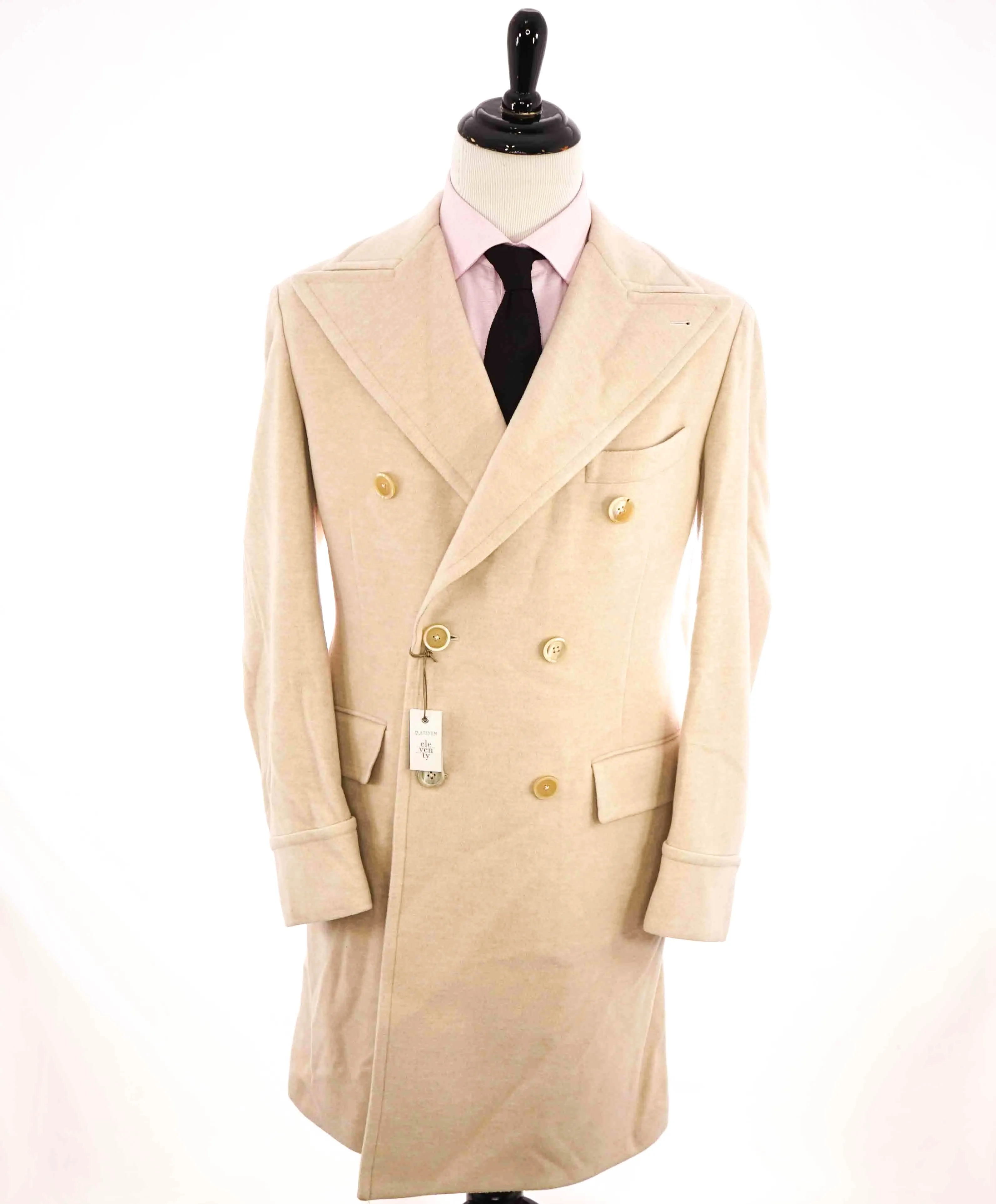 $2,595 ELEVENTY - *ERMENEGILDO ZEGNA* DB WIDE Peak Lapel Coat - 40 US