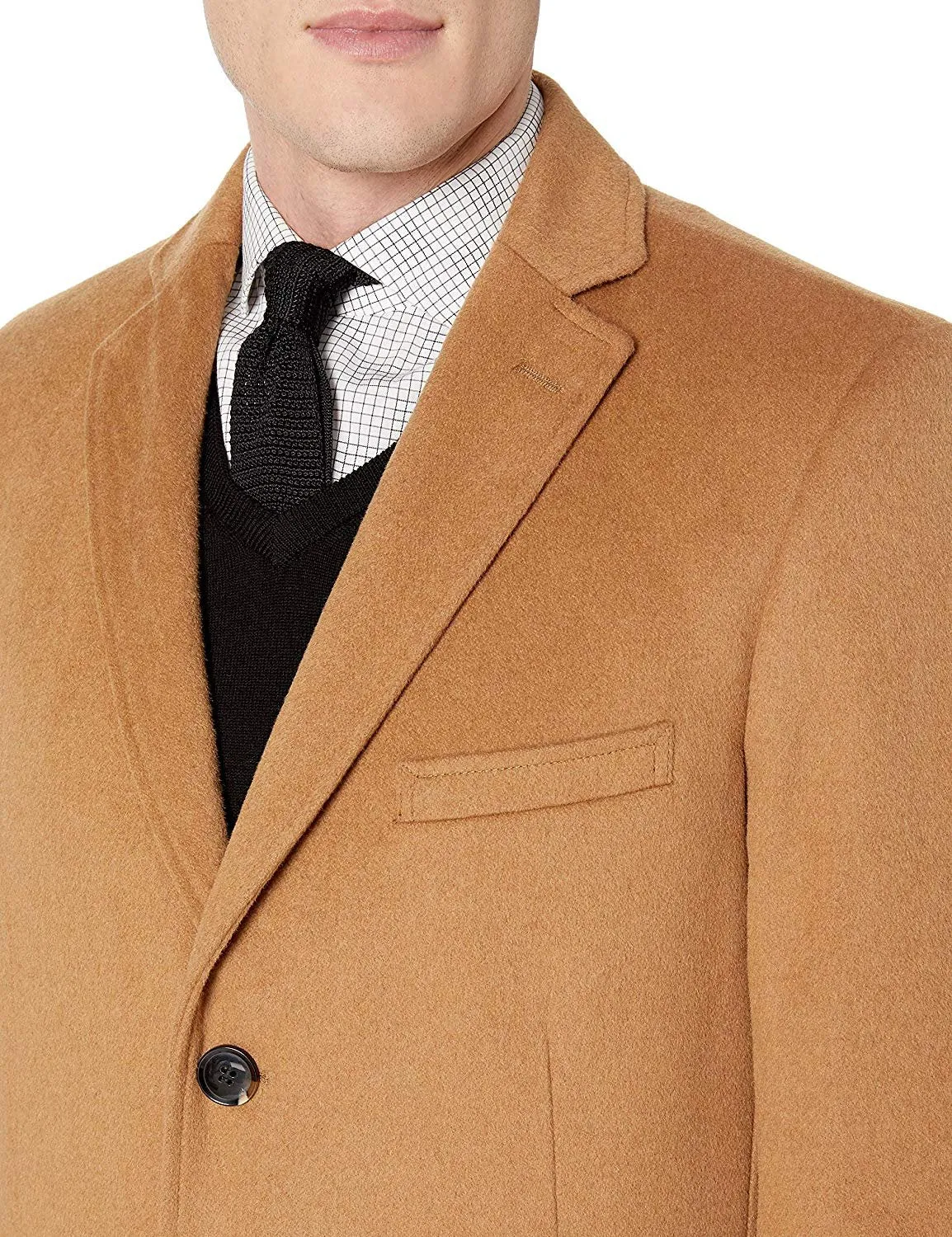 Adam Baker Men's Overcoat Single Breasted Luxury Wool/Cashmere Full Length Topcoat