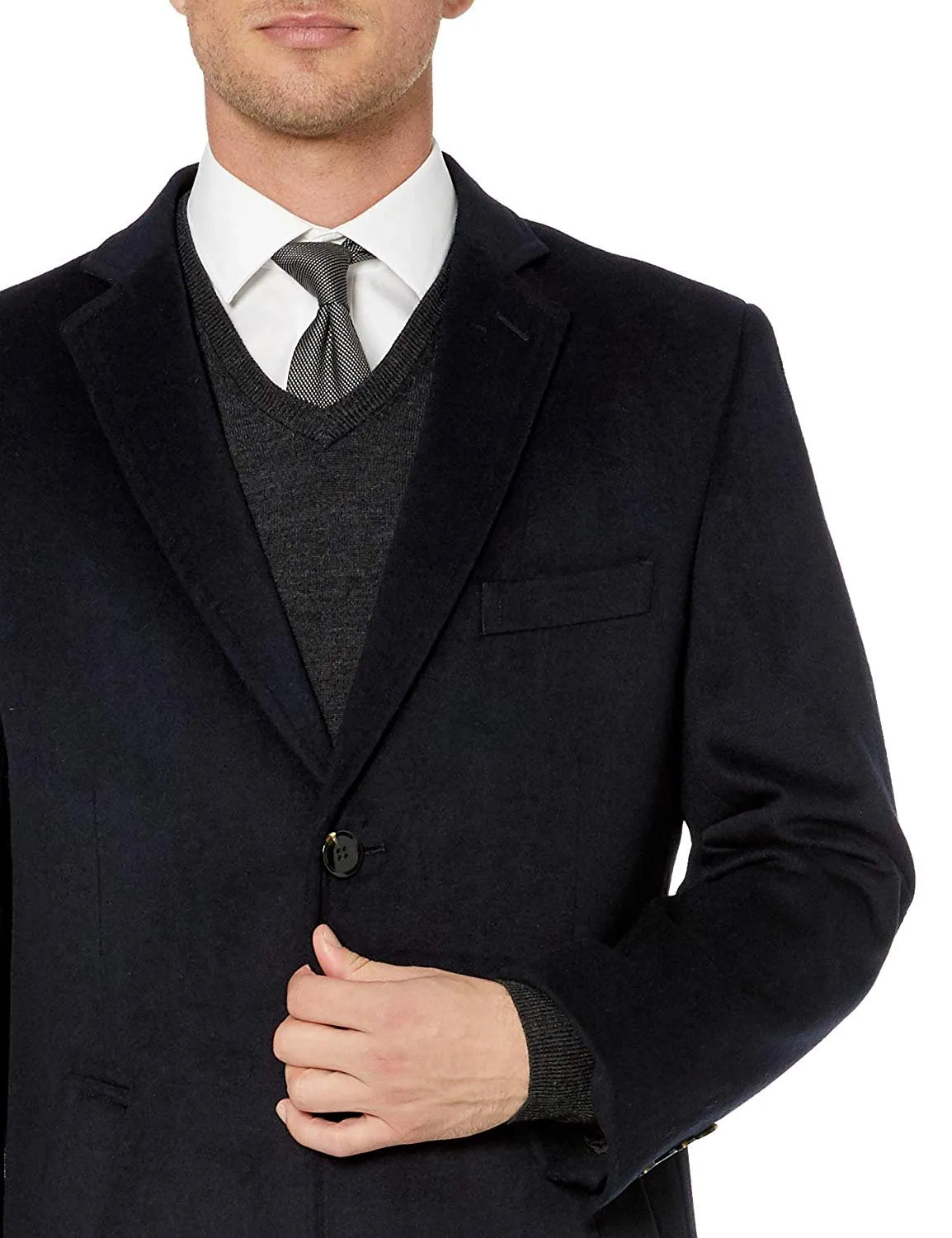 Adam Baker Men's Overcoat Single Breasted Luxury Wool/Cashmere Full Length Topcoat