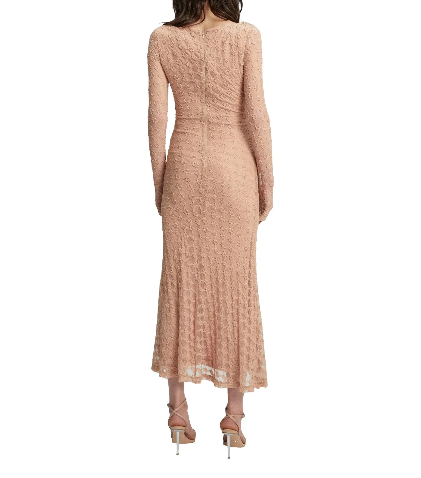 Adoni Lace Midi Dress Beige