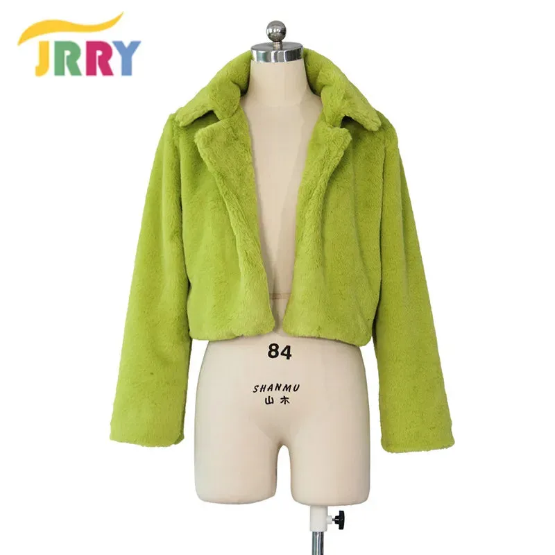 Azalea Furry Cropped Jacket Open Stitch Fluffy Overcoat