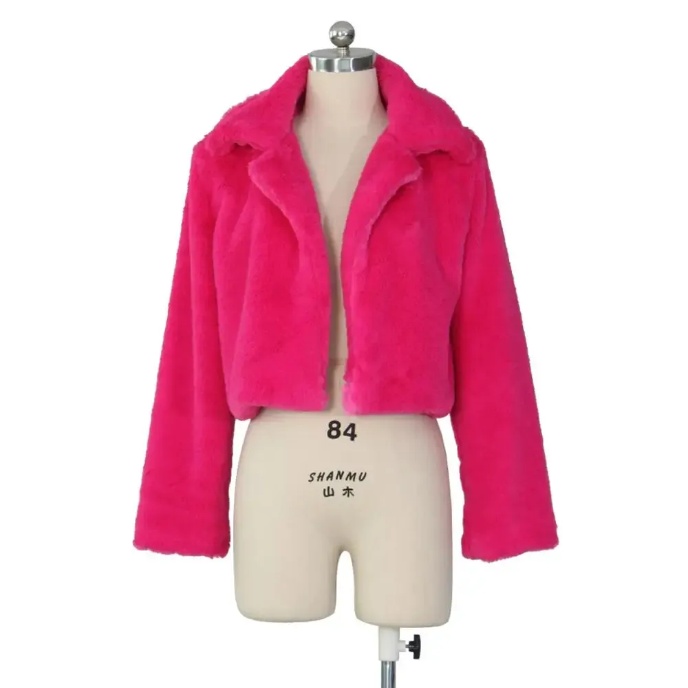 Azalea Furry Cropped Jacket Open Stitch Fluffy Overcoat