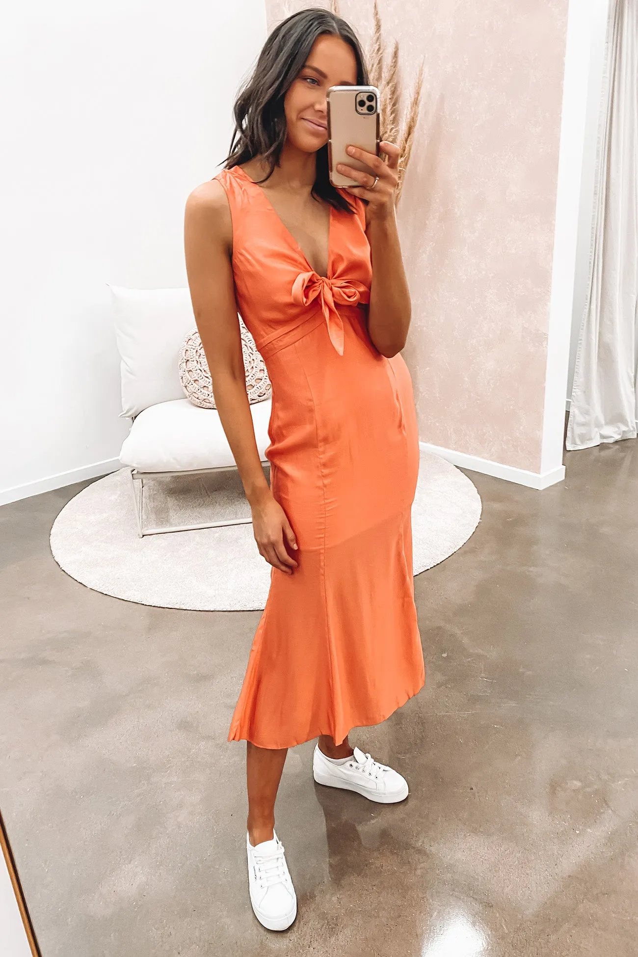 Beatrice Midi Dress Coral