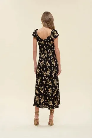 Black Floral Midi Dress