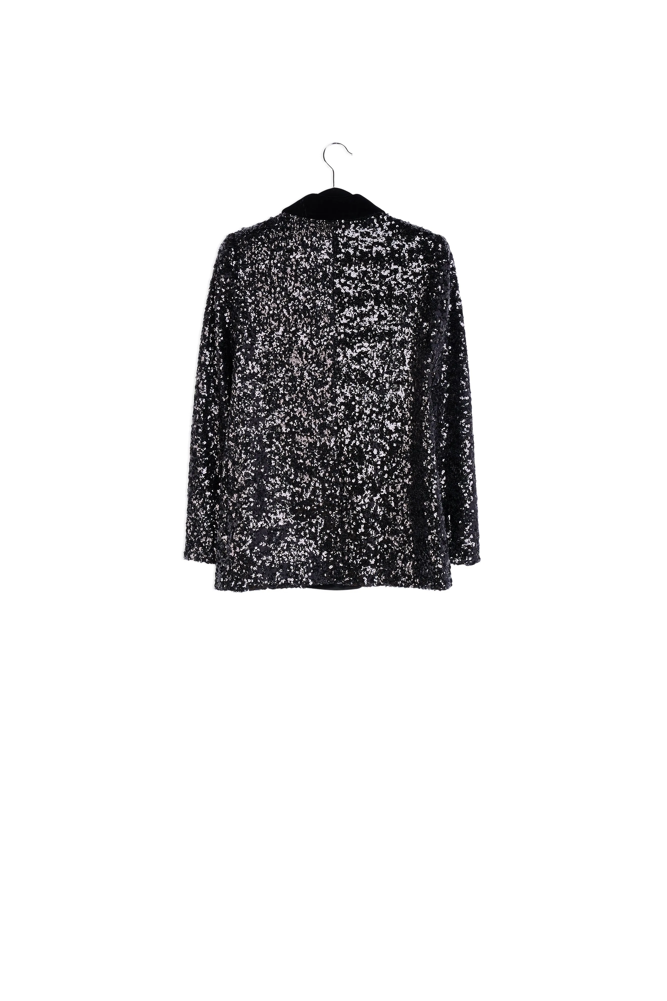 Black sequined double-breasted blazer