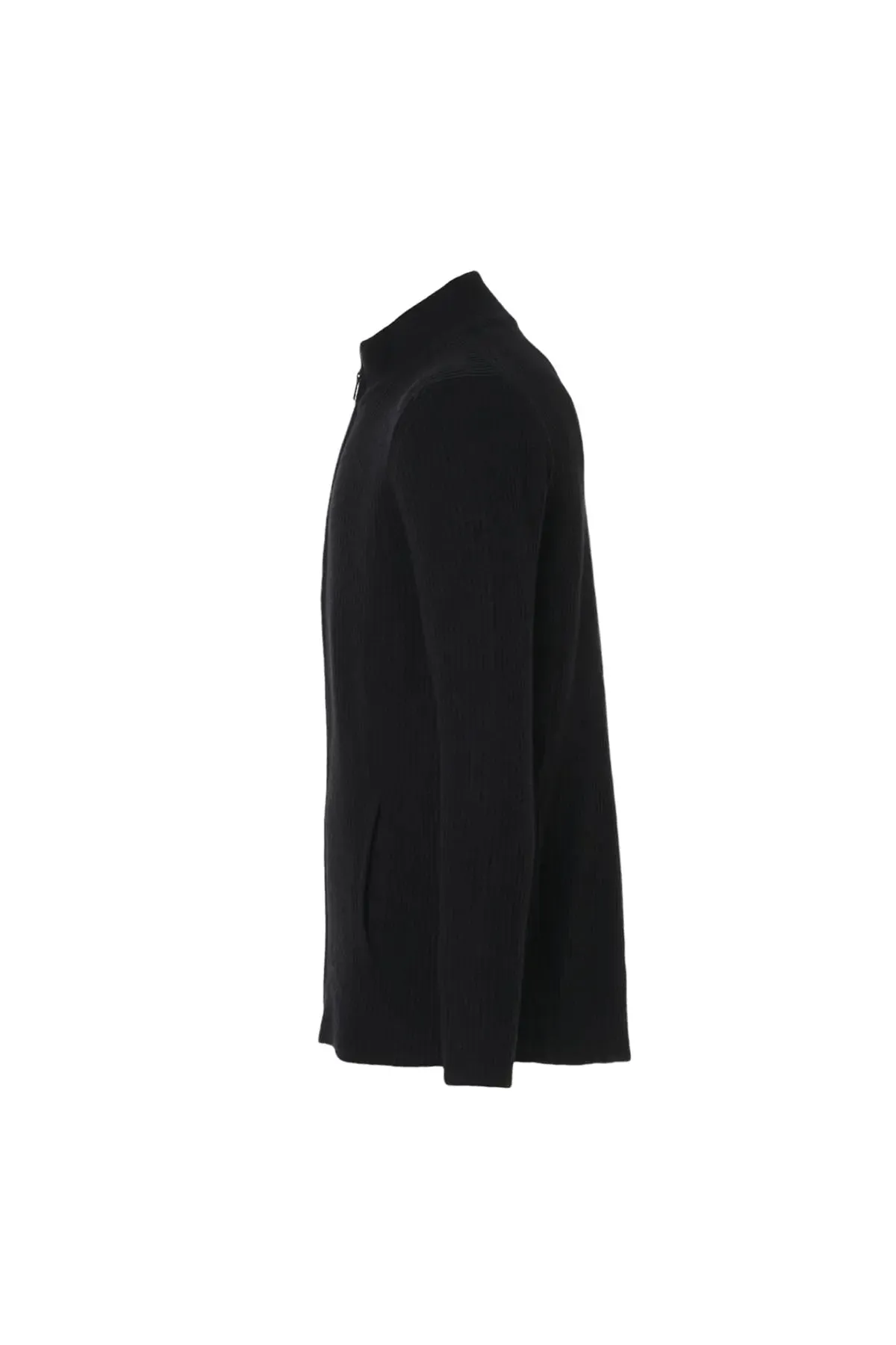 Black Wool Fabio Turtleneck Men's Cardigan