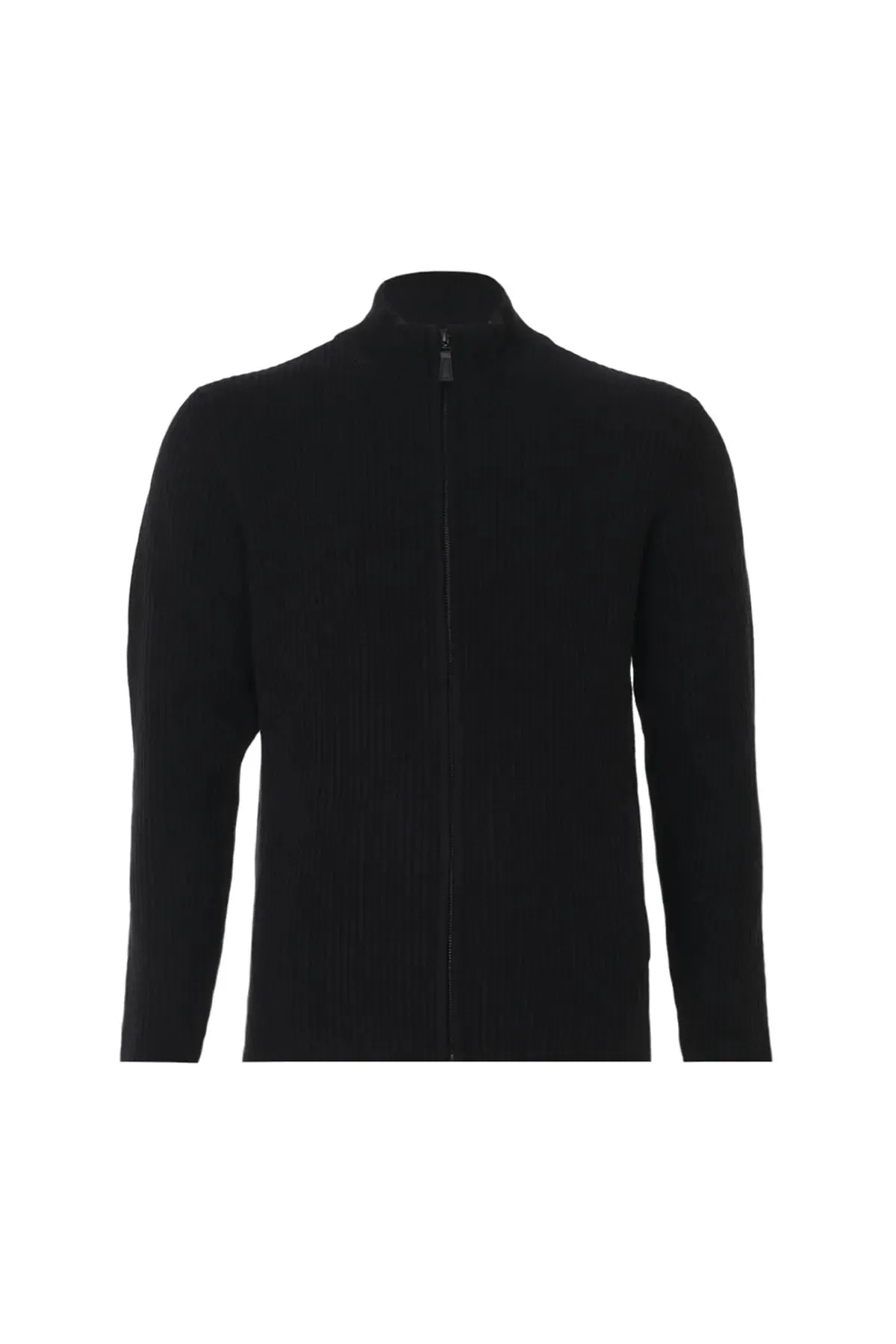 Black Wool Fabio Turtleneck Men's Cardigan