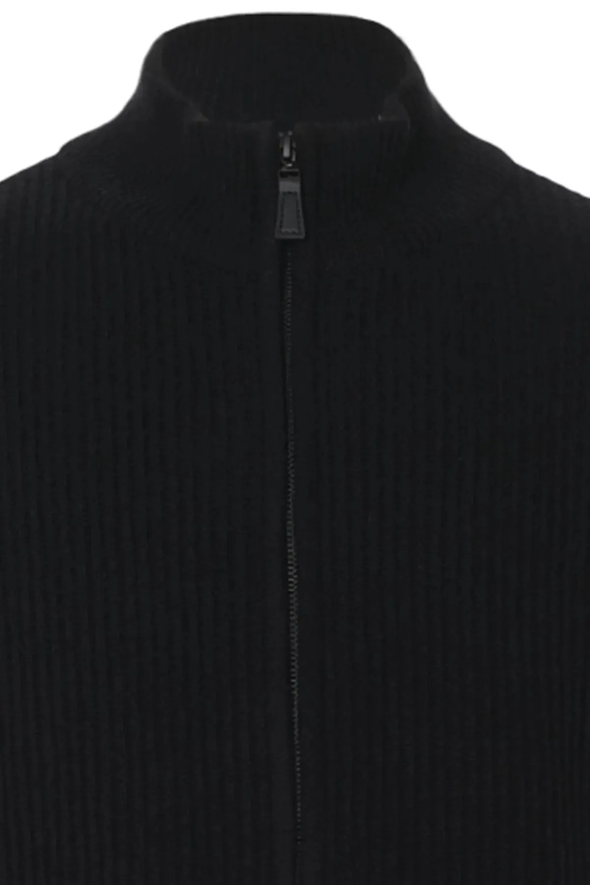 Black Wool Fabio Turtleneck Men's Cardigan