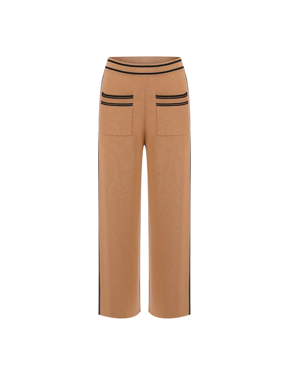 BORA AKSU Contrast Wool Casual Wide-Leg Trousers