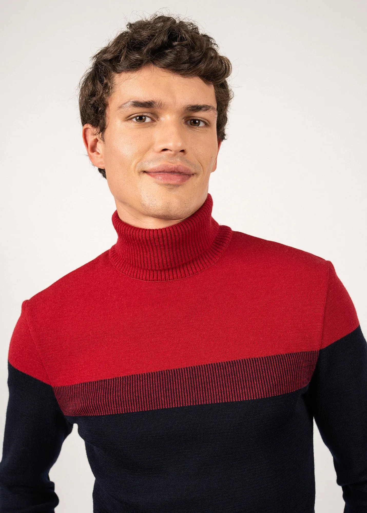 Bretagne Roulé sailor jumper - turtleneck, in wool (MARINE/PERSAN)