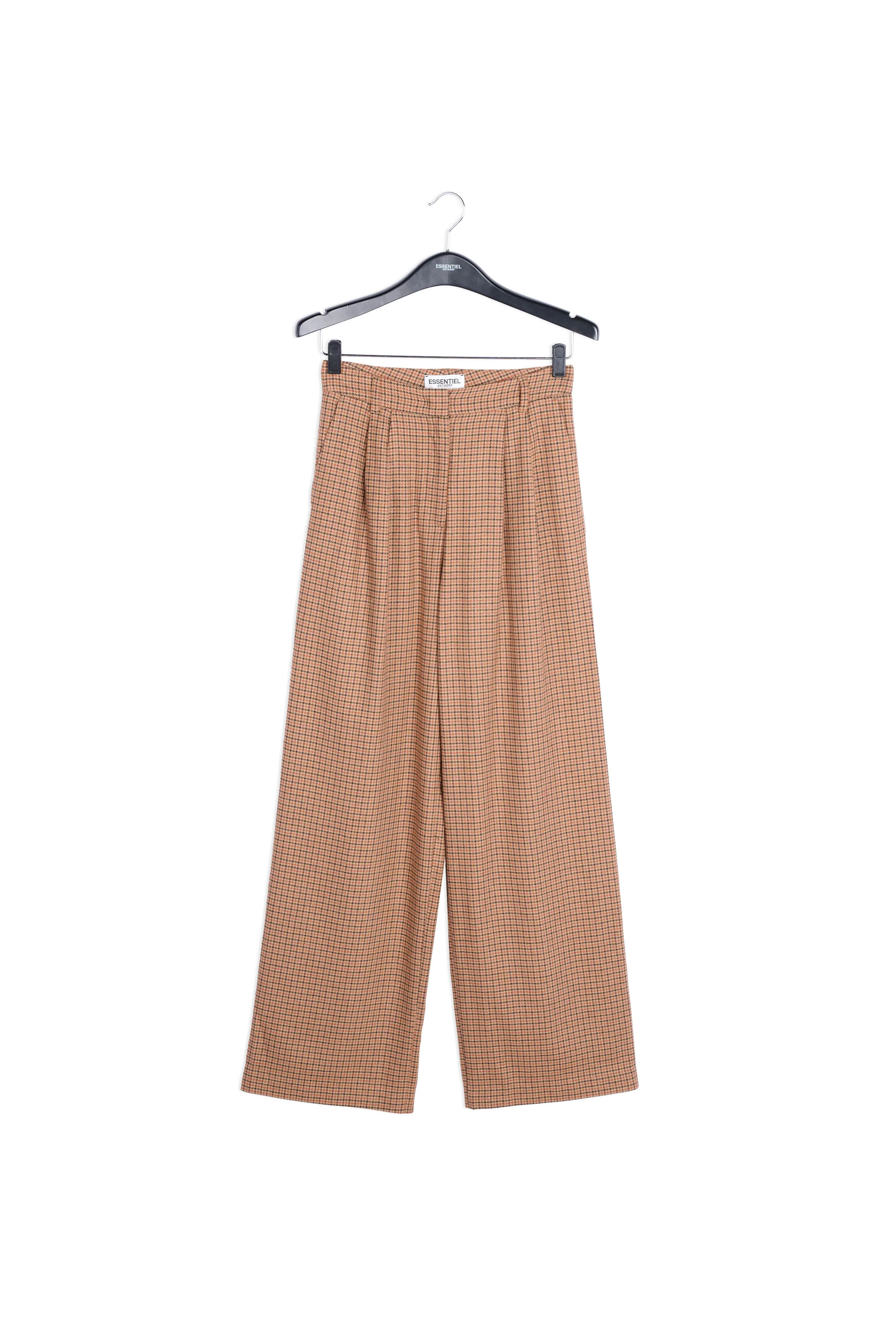 Brown checked wide-leg pants