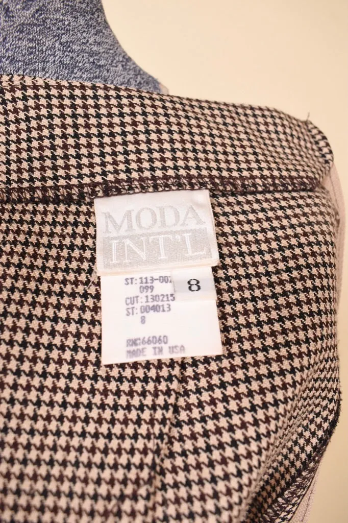 Brown Houndstooth Set with Velvet Trim By Moda Int'l, M