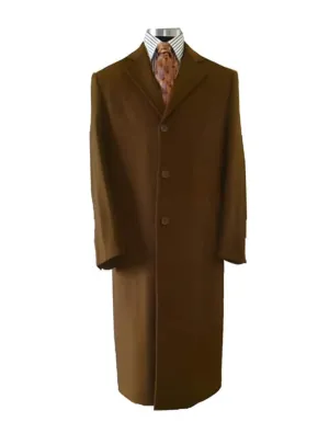 Camel Hair Top Coat - Luxury Cashmere Coat - Big and Tall Cashmere Overcoats - Top Coats For Men Brown