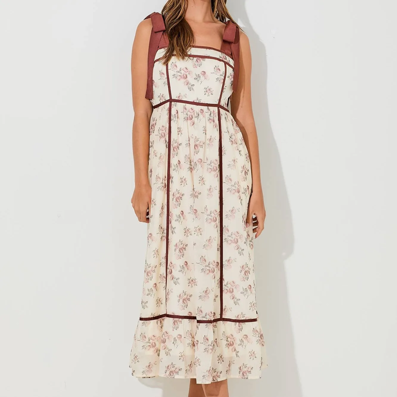 Campbell Floral Contrast Lined Midi Dress