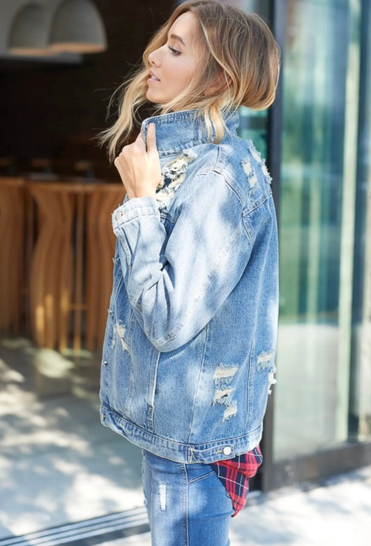 Distressed Trucker Denim Jacket