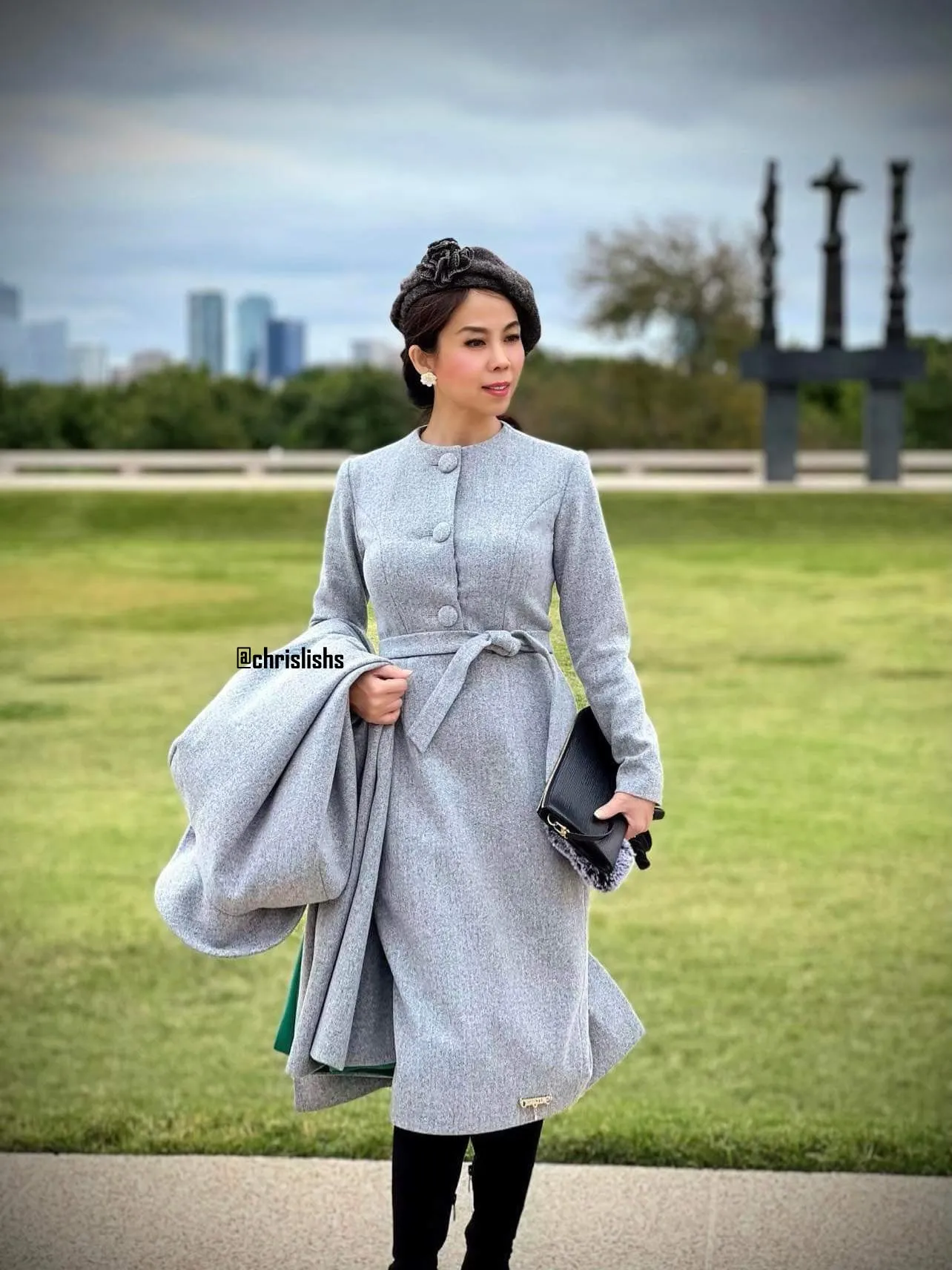 Elizabeth dress in grey matching cape