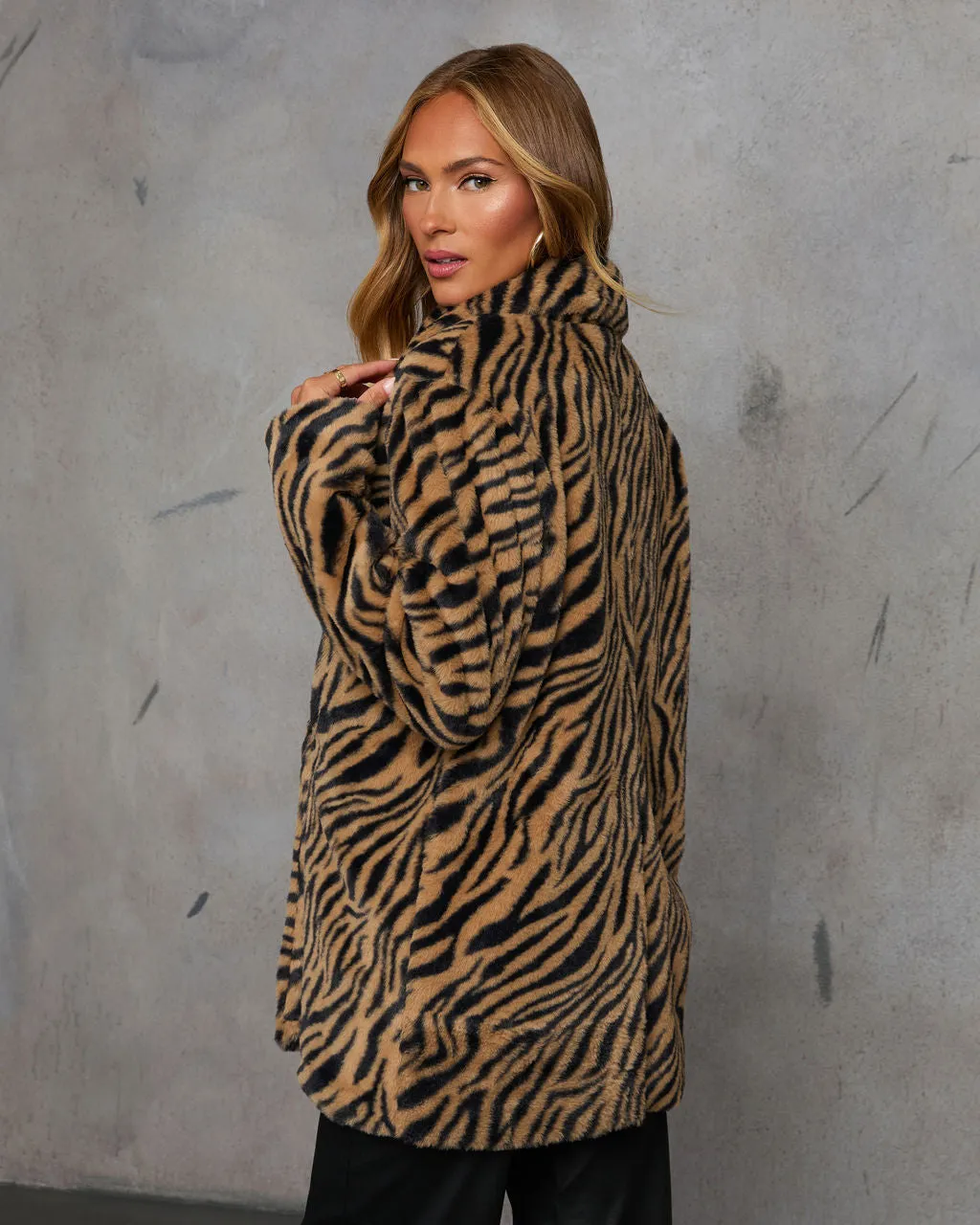 Endless Affair Faux Fur Animal Print Jacket