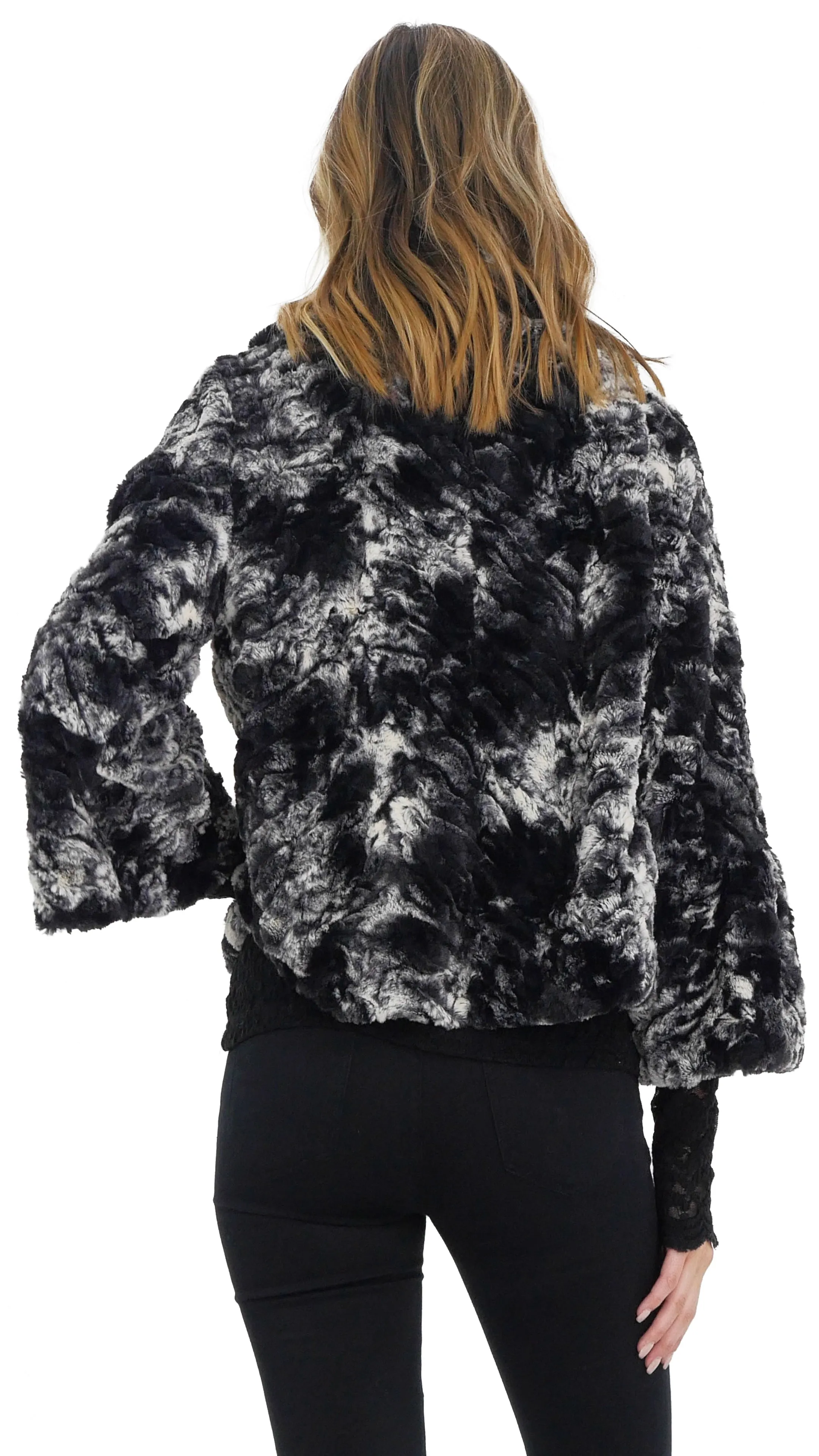 Faux Fur Tie-Dye Peter Pan Collar Jacket