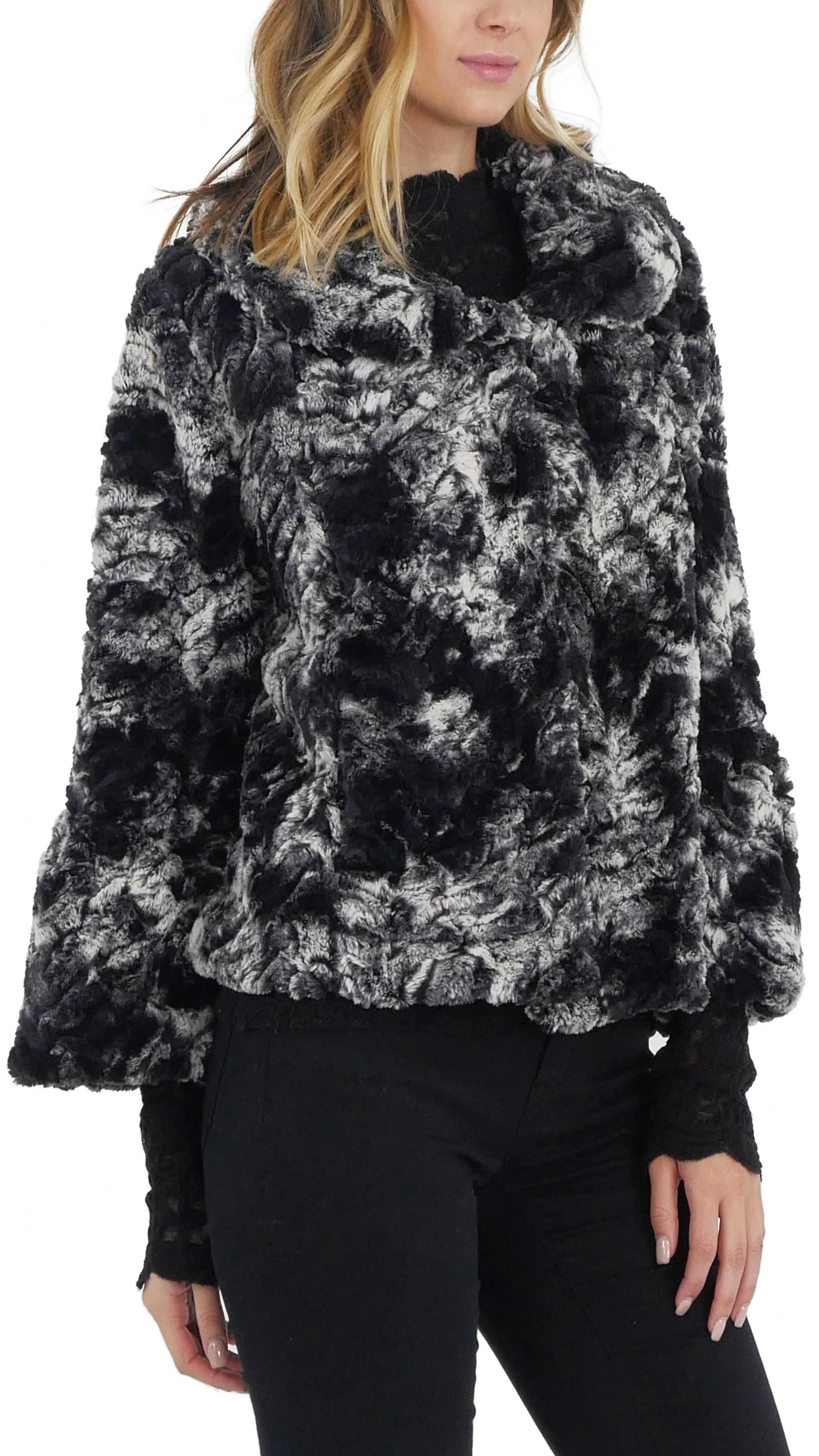 Faux Fur Tie-Dye Peter Pan Collar Jacket