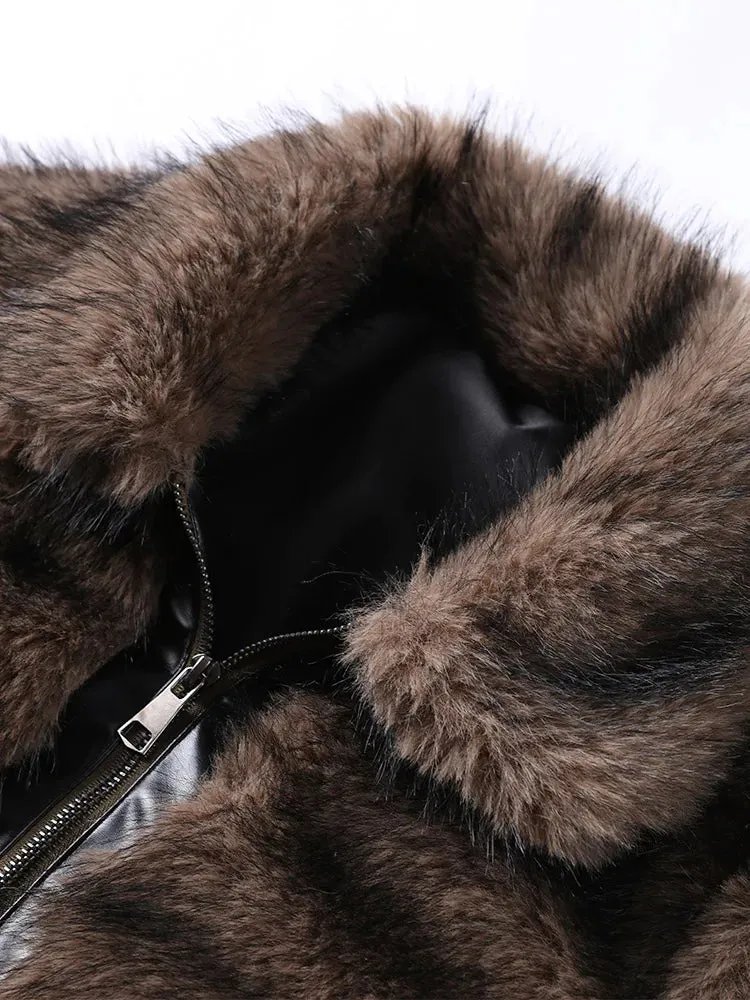 Faux fur zipper coat