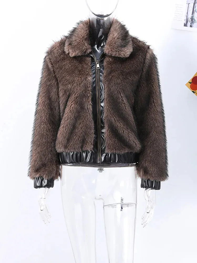 Faux fur zipper coat