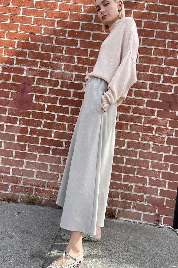 Flannel Gaucho Pants in  Oatmeal