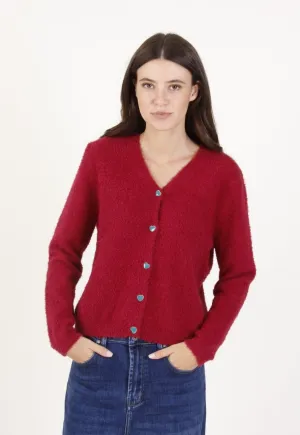 Fleece Heart Button Cardigan