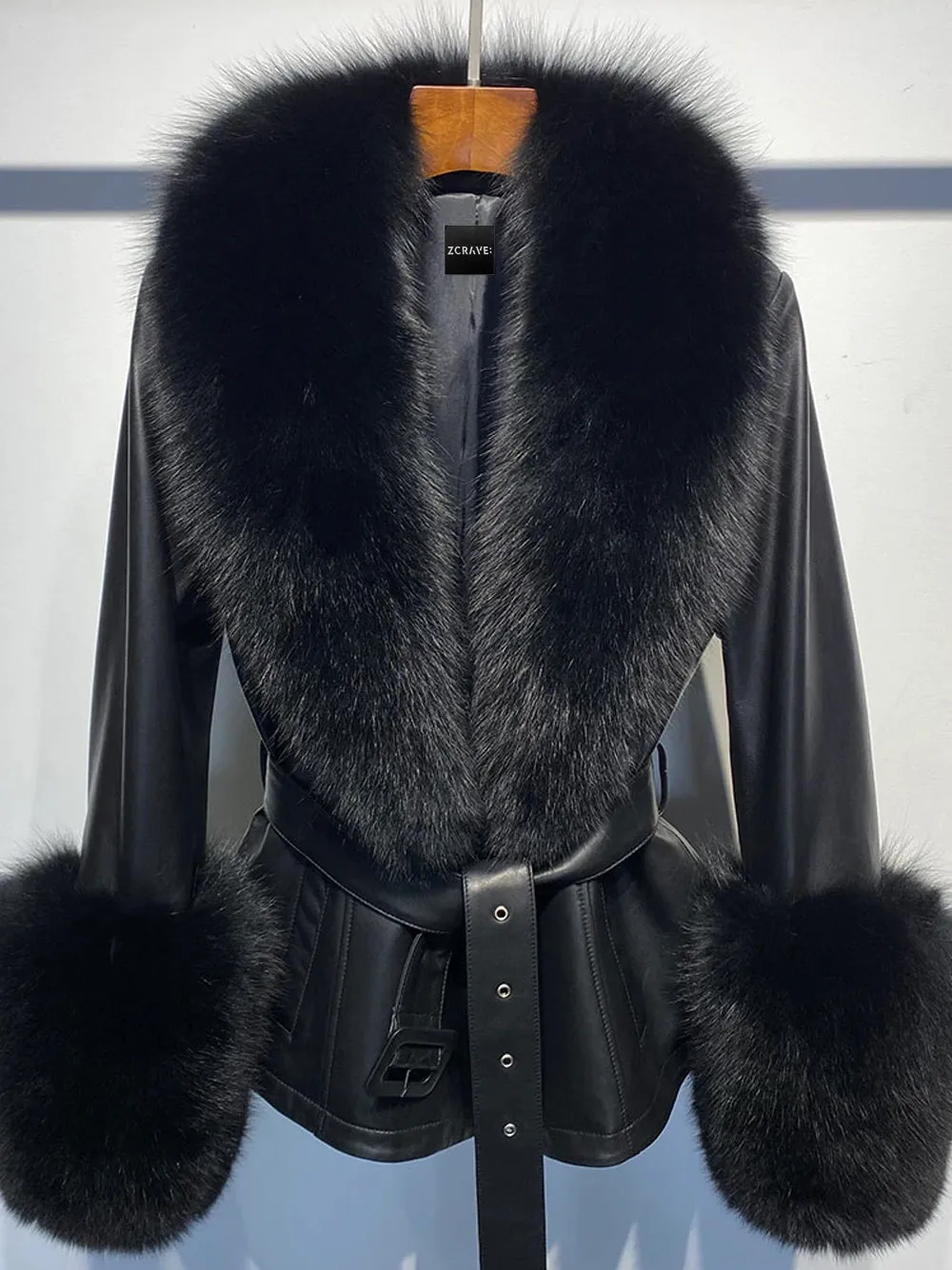 Fur Foxy Leather Short Coat