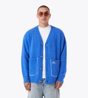 Fuzzy Lowgo Cardigan Cobalt Blue