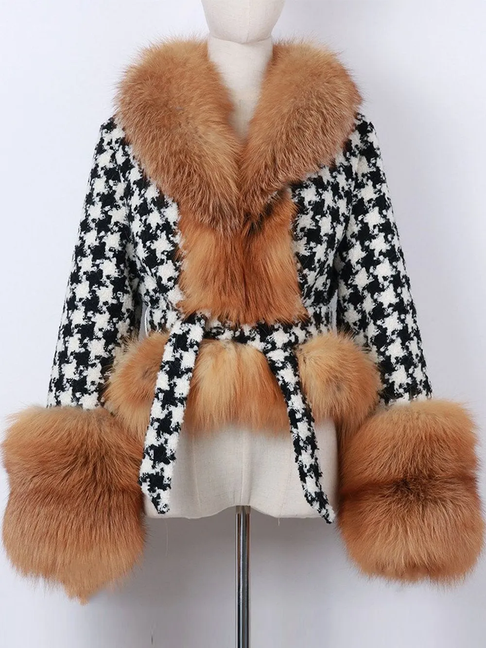 GF Faux Fur Houndstooth Jacket