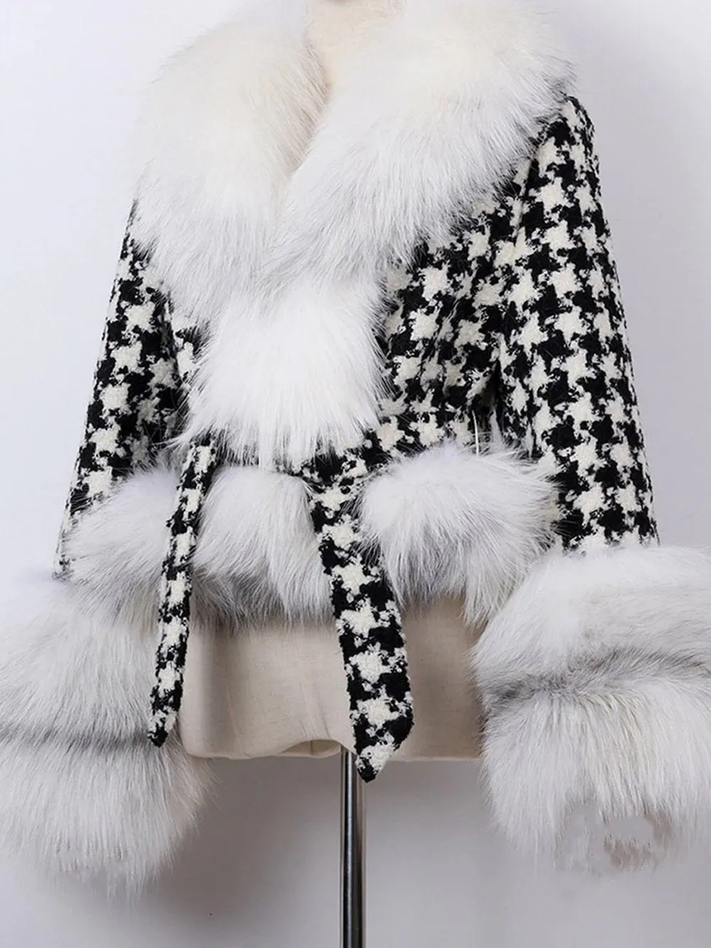 GF Faux Fur Houndstooth Jacket