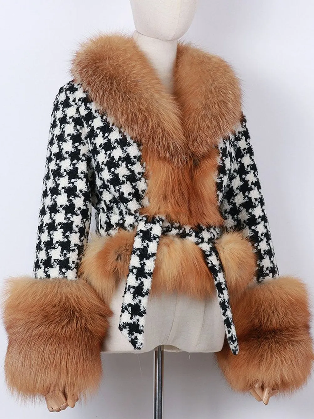 GF Faux Fur Houndstooth Jacket