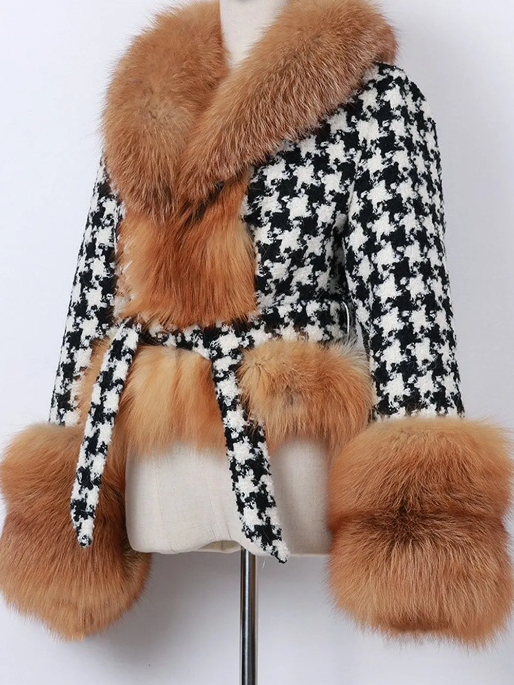 GF Faux Fur Houndstooth Jacket