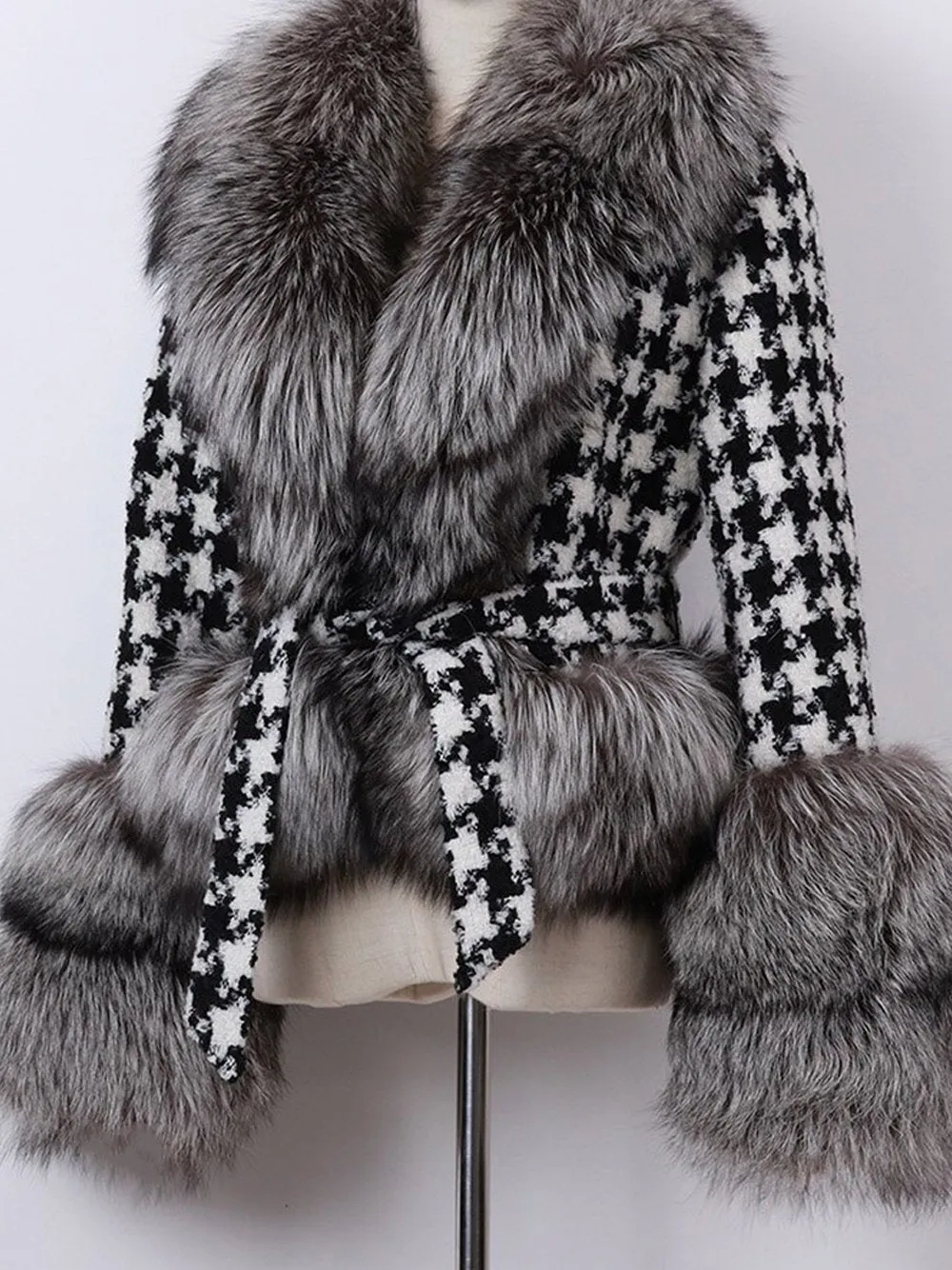 GF Faux Fur Houndstooth Jacket