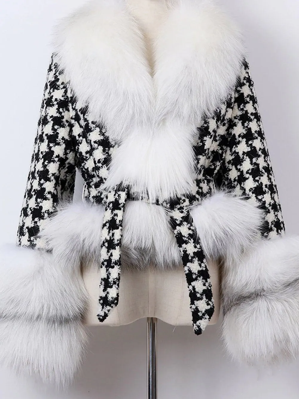 GF Faux Fur Houndstooth Jacket