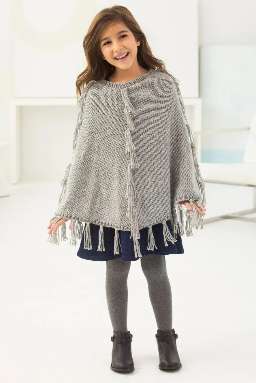 Girl's Fringed Poncho (Knit-Crochet)