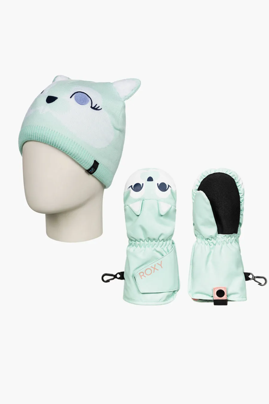 Girls Roxy Snows Up Hat and Gloves Set