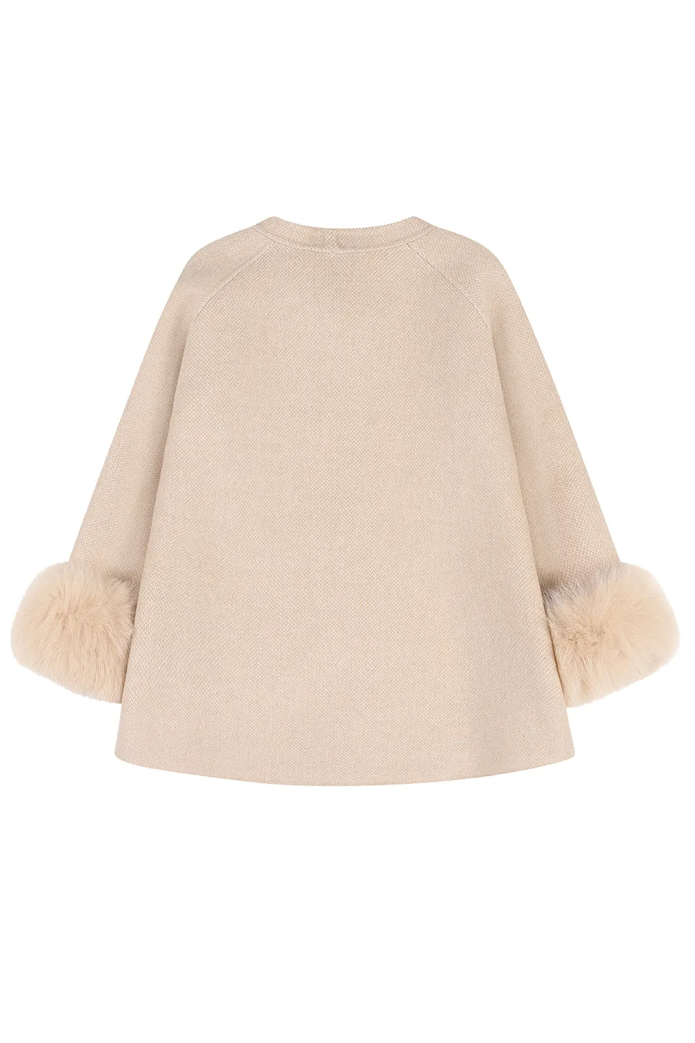 'Grace' Bow Cashmere Coat - NUDE