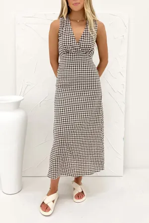 Haven Midi Dress Chocolate Check