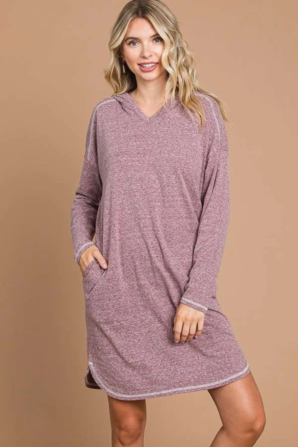 Hooded Long Sleeve Sweater Dress