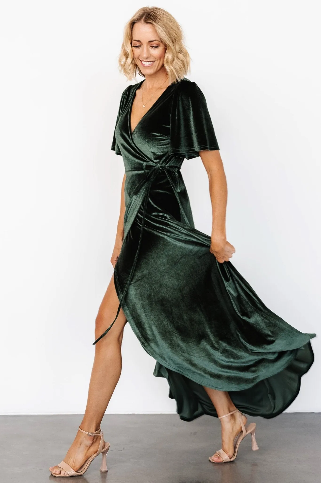 Katelyn Velvet Maxi Wrap Dress | Deep Green