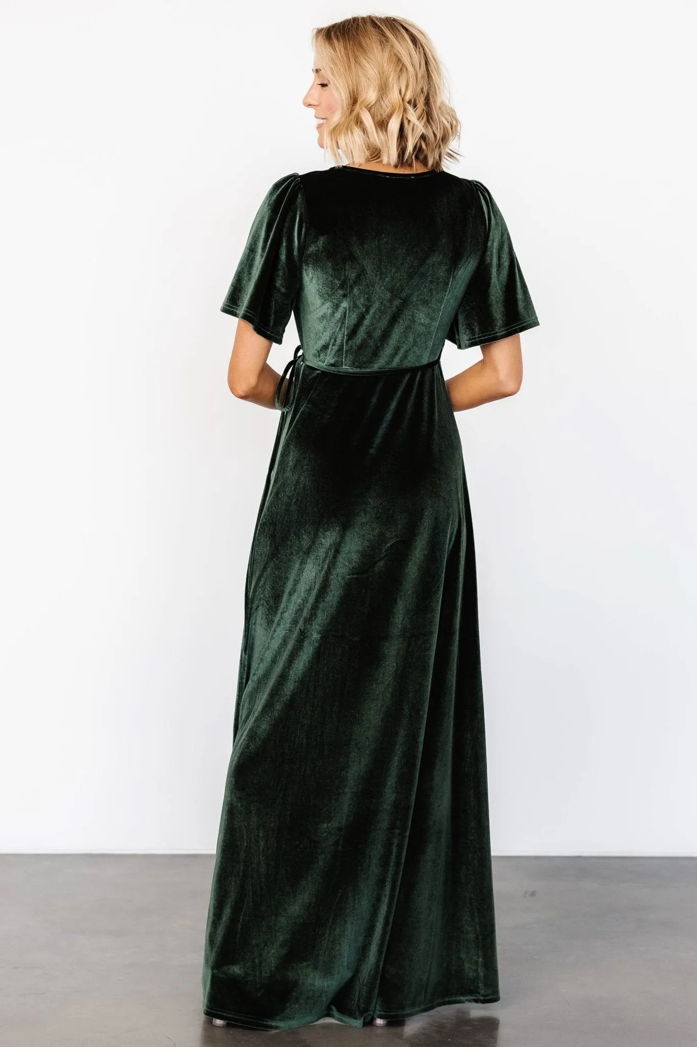 Katelyn Velvet Maxi Wrap Dress | Deep Green