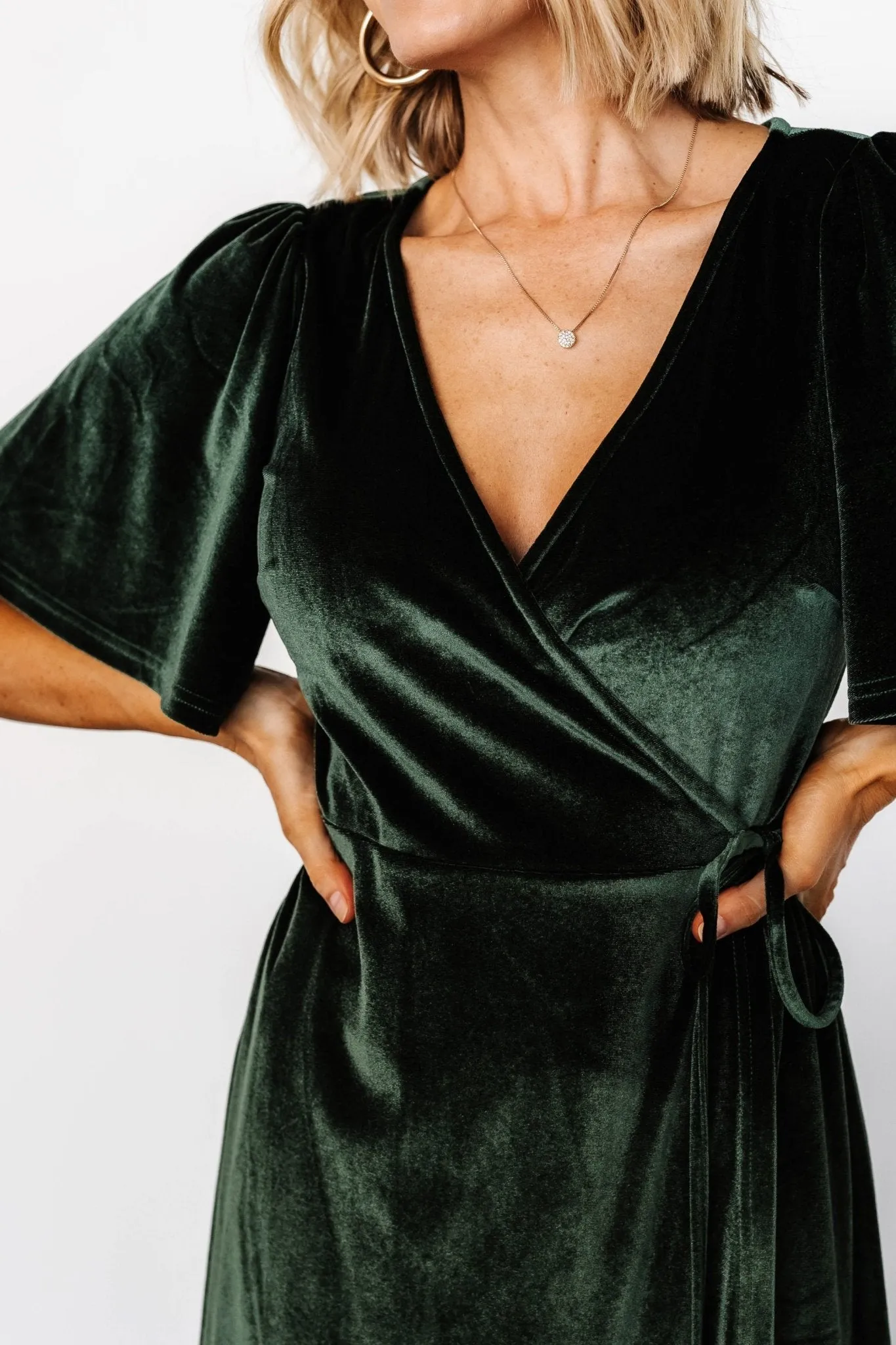 Katelyn Velvet Maxi Wrap Dress | Deep Green