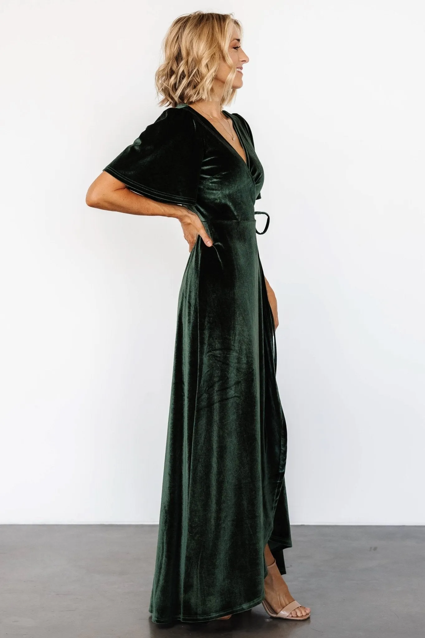 Katelyn Velvet Maxi Wrap Dress | Deep Green