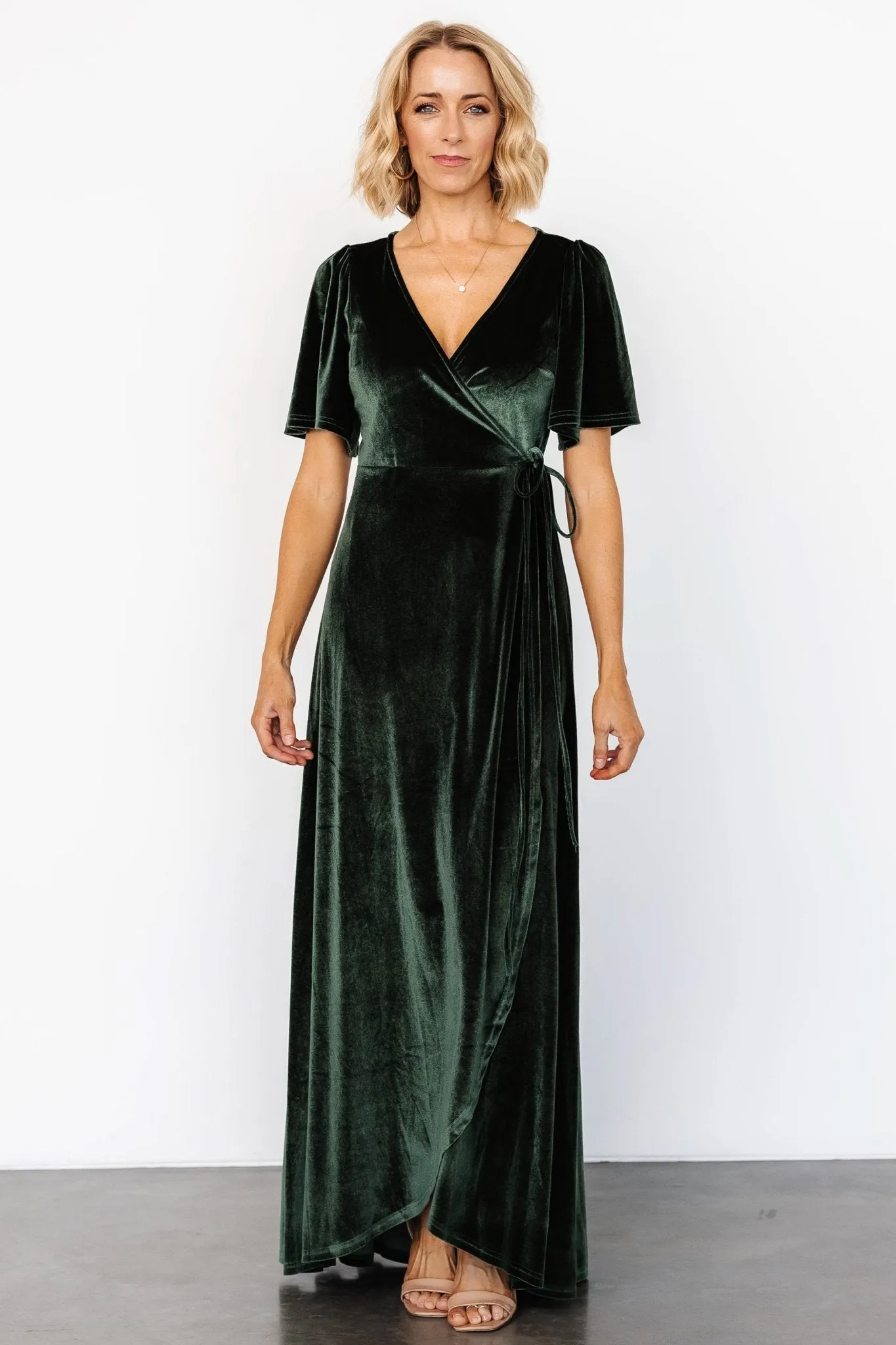 Katelyn Velvet Maxi Wrap Dress | Deep Green