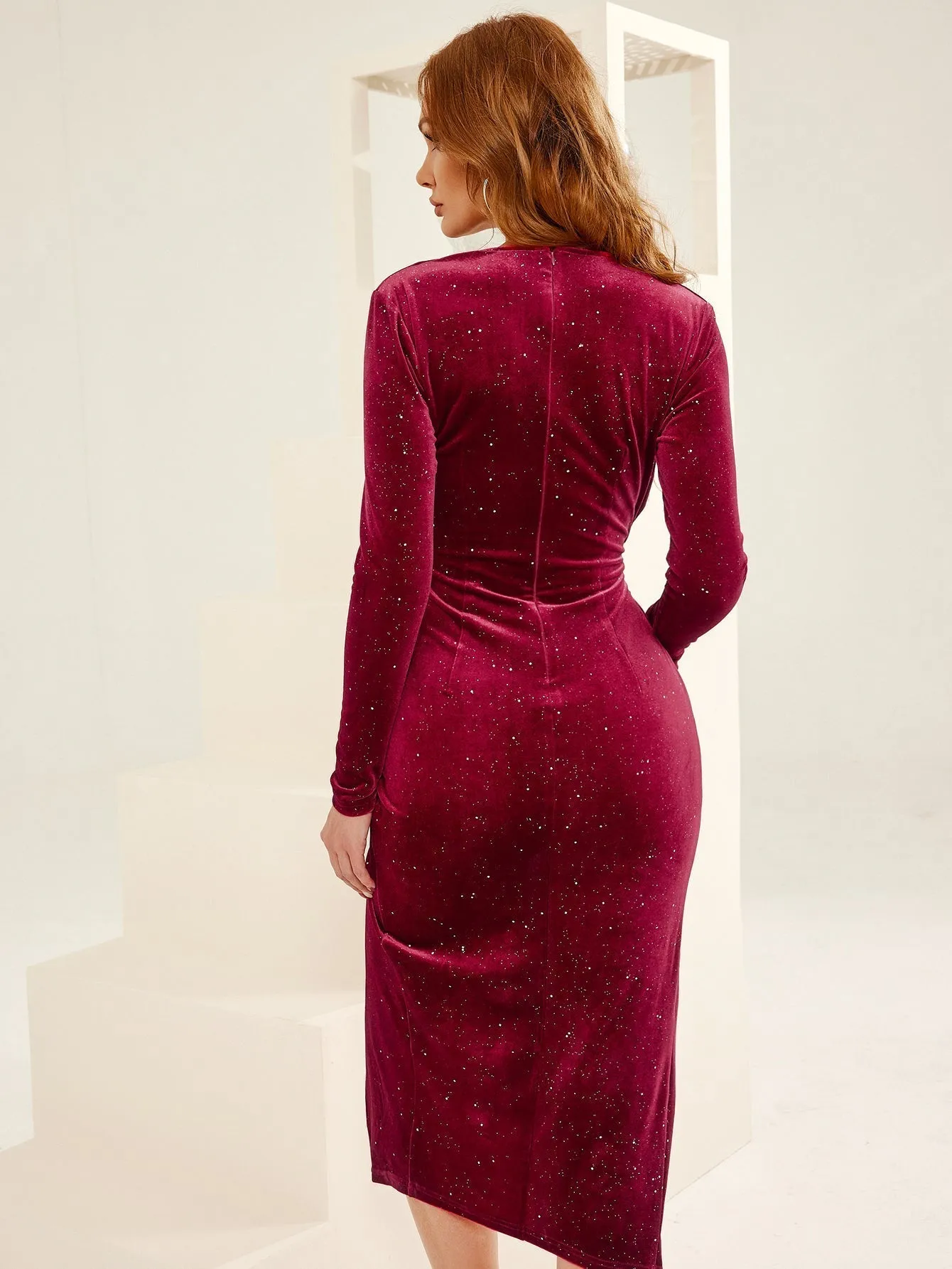 KittenAlarm - Velvet Glitter Wrap Dress