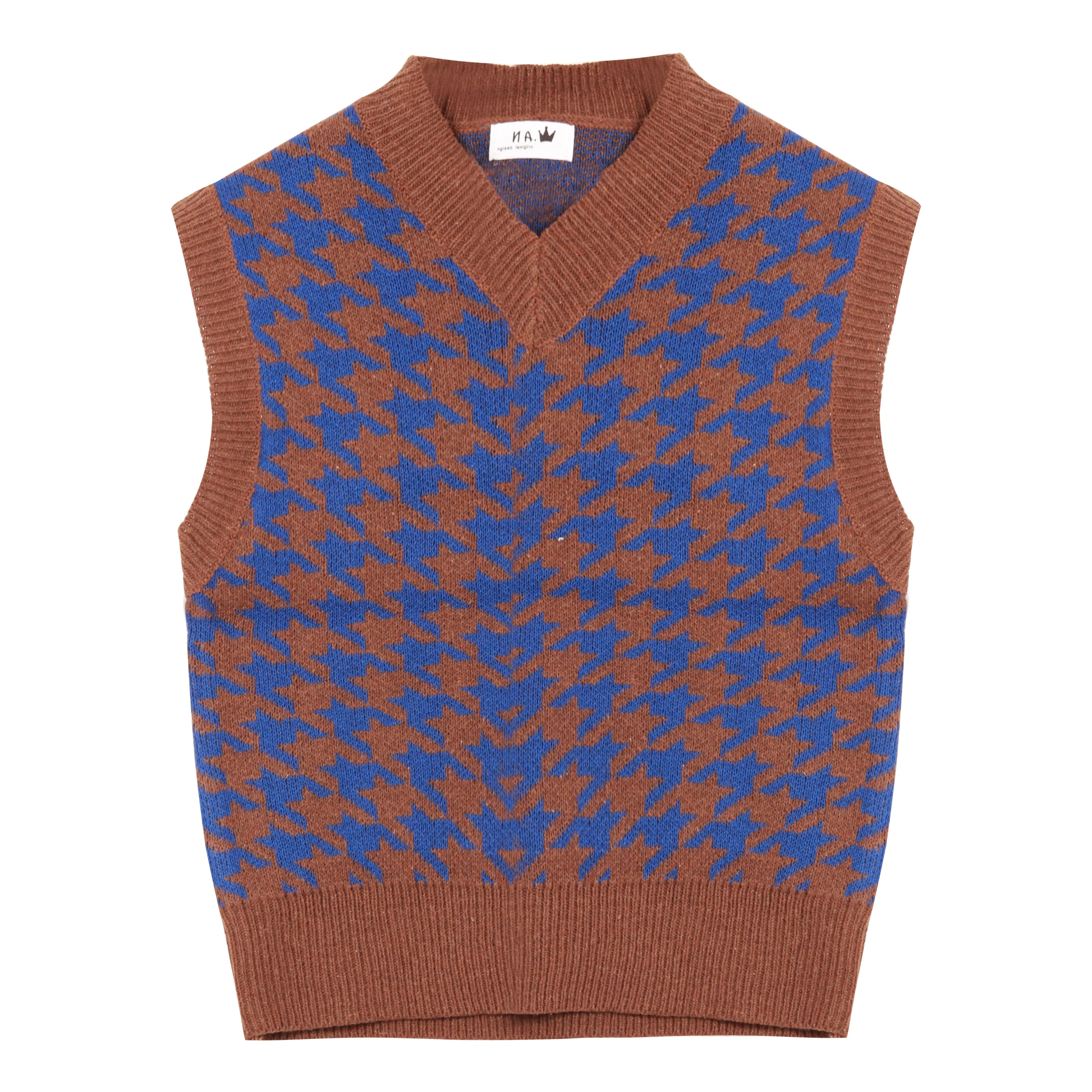 Korean Style Houndstooth Knit Vest Sweater for Autumn/Winter