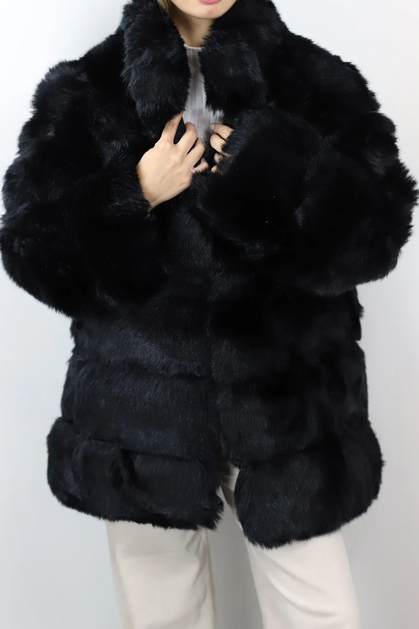 La Fiorentina Faux Fur Jacket - Black